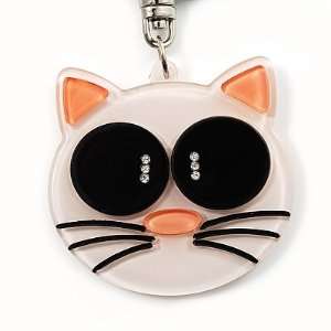  Plastic Funky Cat Key Ring/Handbag Charms (White and Black 