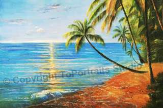 Caribbean Private Beach Original Oil Painting On Canvas  