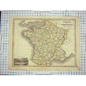   ANTIQUE MAP c1820 DEPARTMENTS FRANCE PALACE VERSAILLES: Home & Kitchen