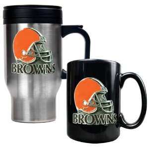Cleveland Browns NFL Travel Mug & Ceramic Mug Set   Helmet logo