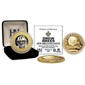  Drew Brees 24KT Gold Commemorative Coin 