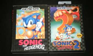   THE HEDGEHOG & SONIC THE HEDGEHOG 2 Sega Genesis 16 Bit Video Game Set