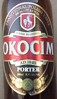 OKOCIM PORTER 500ml Beer Bottle w/ Standing Goat POLAND  