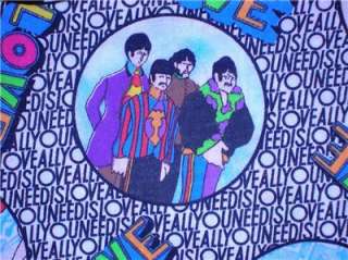   Beatles Fabric BTY John Paul Ringo Music Fab 4 All You Need Is Love