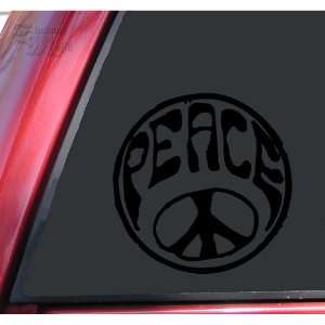 Hippy Peace Sign Black Vinyl Decal Sticker: Automotive