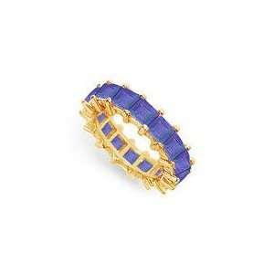 Blue Sapphire Eternity Band  14K Yellow Gold 5.00 CT TGW   Ring Size 