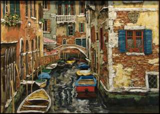Viktor Shvaiko Boats of Venice framed ART SIGNED ON Canvas SUBMIT AN 