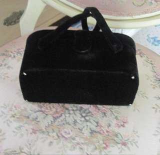 Morris Moskowitz BLACK VELVET Vintage 1940s BOX PURSE/Handbag w 