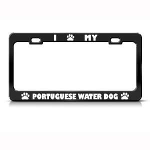  Portuguese Water Dog Dog Dogs Black Metal license plate 