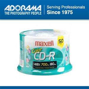 Maxell 700MB 48x Color CD R Recordable Disc, 50 Pack Spindle #648251 