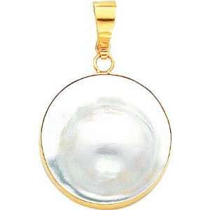    14K Yellow Gold Mabe Cultured Pearl Pendant Jewelry F Jewelry