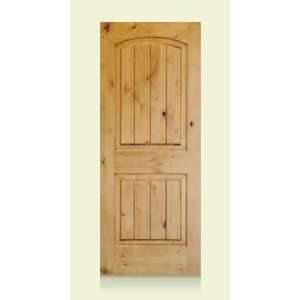   Exterior Door Knotty Alder Two Panel Arch V Groove