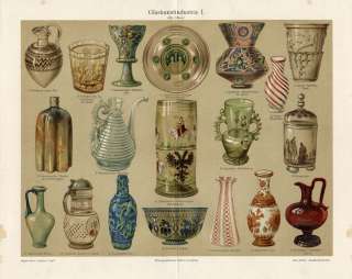 Antique Prints GLASS ART INDUSTRY JUG VASE Meyers 1897  