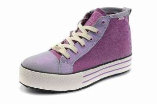 Women/Ladies Purple Casual Sneakers High Platform Canvas Shoes Size #4 