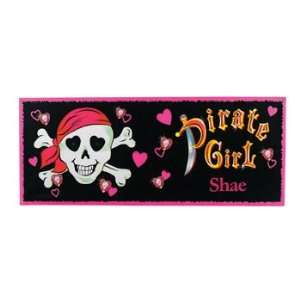 Personalized Pink Pirate Girl Banner   Small   Party Decorations 