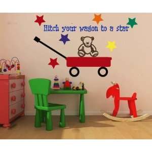  Hitch Your Wagon to a Star Teddy Bear Vinyl Wall Decal 