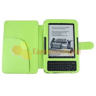Green Leather Pouch Skin Case Cover Wallet For  Kindle 3 3G 