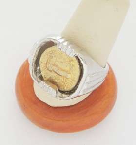 ANCIENT MACEDONIAN STATER GOLD COIN MENS RING STERLING MOUNTING CUSTOM 