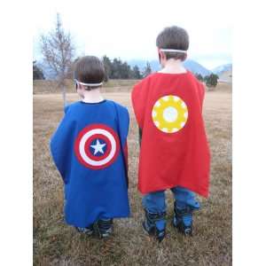   America Iron Man Superhero Cape Costume with 2 Masks 