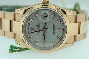 Rolex Day Date 18K Rose Gold Oyster Rolex Factory Diamond Dial 118205 