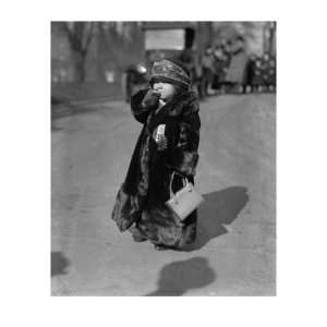 Woman Midget Smoking a Cigarette, Wearing a Fur Coat, Photograph 
