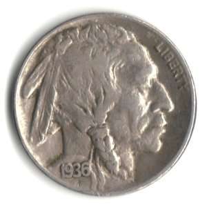  1936 U.S. Buffalo Nickel Coin 