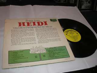 1968 Walt Disney Songs From Heidi LP DQ 1327 VG+ to NM  Vinyl  