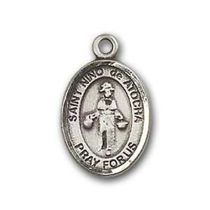   Medal with St. Nino de Atocha Charm and Polished Pin Brooch Jewelry