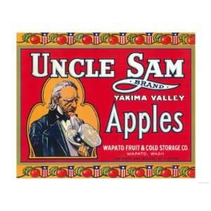 Uncle Sam Apple Label   Wapato, WA Premium Poster Print 