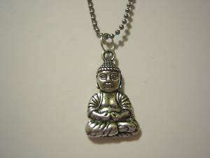 Antiqued Silver Plated Buddha Stainless Steel Necklace  
