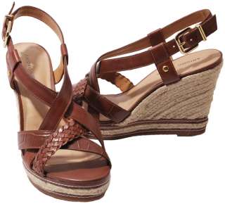 Antonio Melani Brown / Green / Off White Leather Marle Wedge Heels 
