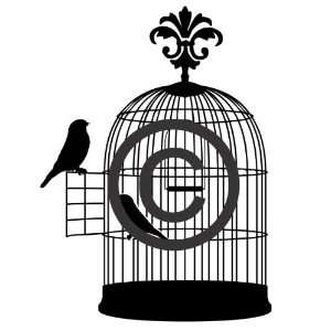 Silhouette bird cage rubber stamp