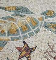 Turtle And Fishes Undersea Mosaic Marble Bathroom Inlay  