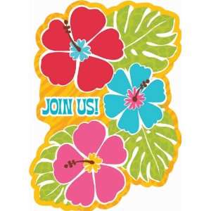   Lets Party By Amscan Bright Hibiscus Luau Invitations 