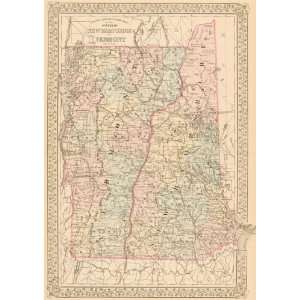   Mitchell 1879 Antique Map of New Hampshire & Vermont