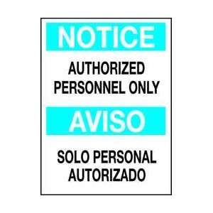 Sign,20x14,authorized Personnel Only   BRADY  Industrial 