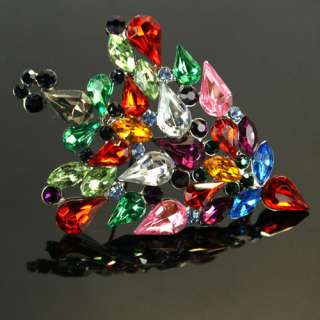 Colorful Christmas Tree Shaped Crystal Brooch Pin  