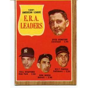  1961 American League ERA Leaders 1962 Topps Card 