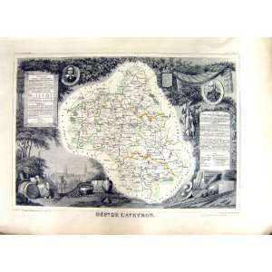  French Antique Map Levasseur C1845 De LAveyron Rhodez 