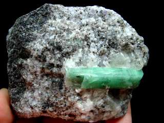 120g Charming Stubby Jade Green Beryl Mineral On Rock  