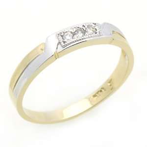 Engagement Ring 0.1ctw CZ Cubic Zirconia Womens Wedding Band Two Tone 