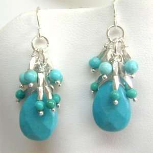  Turquoise Briolette & Silver Earrings