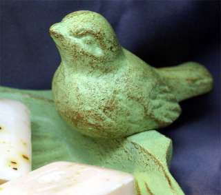 SOAP DISH Sea Foam Green Cast Iron Seashell, Bird Qty 2  