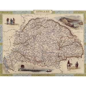    1800s HUNGARY DANUBE CROATIA MAP VINTAGE POSTER: Everything Else