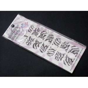   Adhesive Nail Sticker Patch Zebra Animal Print With Glitter With Bonus