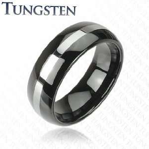 8mm Tungsten Carbide Wedding Band Ring Comfort Fit With Polish Center 