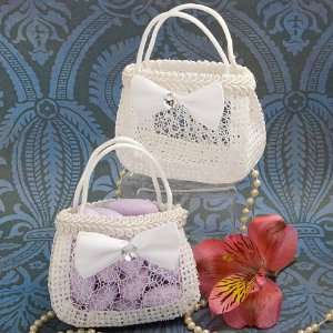  Wedding Favors Pocketbook shaped treat bag in white woven 