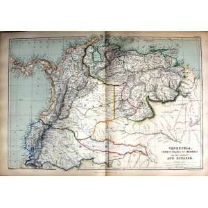  1872 Map Venezuela United States Colombia Ecuador