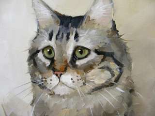 Original Oil painting   Cat portrait   maine coon   by j payne  