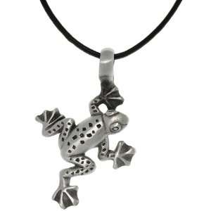  Pewter Jumping Frog Necklace: Jewelry